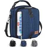 Lifewit Erweiterbare Lunchtasche, Tragbare Kühltasche Klein mit Schultergurten und 2 Ice Pack, Isolierte Lunch Bag für Frauen und Männer, Cooler Bag für Arbeit, Schule, 8,2L, Blau