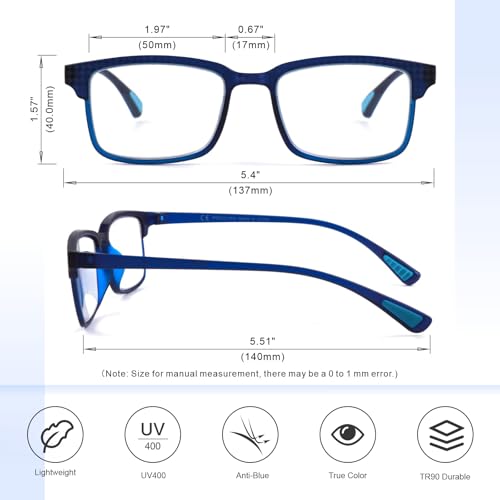 Image of CARA 2 Pack Progressive Multifocus Reading Glasses, Flexible Lightweight TR90 Frame Blue Light Blocking Computer Readers, Workspace for Near Range (C1, 1.75)