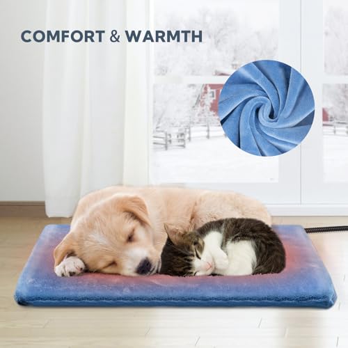 Yicostar Pet Heating Pad for Cats and Dogs Outdoor,Indoor Warming Cat Heating Pad, Waterproof Dog Heating Pad Outdoor with Chew Resistant Cord, Pet Heater Warmer Blanket for Puppy & Kitten 18*18inch - Thumbnail 7