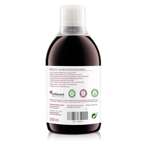 US-Montmorency-Sauerkirsch-Konzentrat – hochkonzentriert – 1.450 Montmorency-Sauerkirschen pro Flasche (3 x 500 ml) – Cherry PLUS