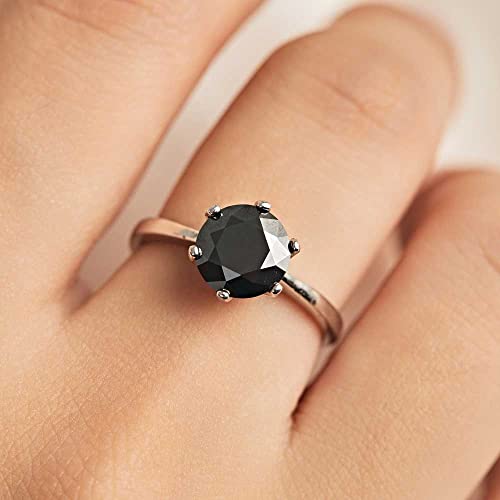 Michooyel Moissanite Engagement Ring for Women, 2CT BLACK/PINK/YELLOW/RAINBOW/SEA BLUE/D-E/Crystal AB Moissanite Solitaire Promise Rings, D Color VVS1 Simulated 925 Sterling Silver Rings2