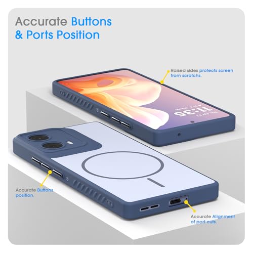 Image of Amazon Basics Back Cover for Motorola Moto Edge 50 Fusion 5G / Motorola Moto G96 5G | Hard Back | Shockproof | Mag-Safe Design (Mag-Safe Not Support) Protective Bumper Case (Blue Mag-Safe)