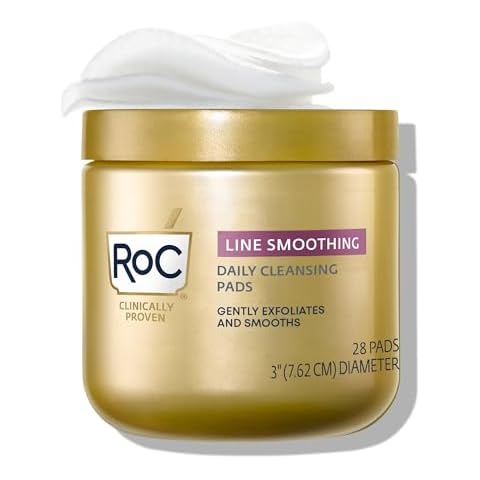 RoC Resurfacing Disks, Hypoallergenic Exfoliating Makeup Remover Pads for Wrinkles and Skin Tone, Oil-Free Daily Cleanser, Stocking Stuffers for Men & Women, 28 Count (Packaging May Vary) Cover