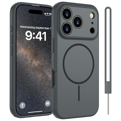 Coque magnétique iPhone 17 Pro compatible MagSafe antichoc avec cordon