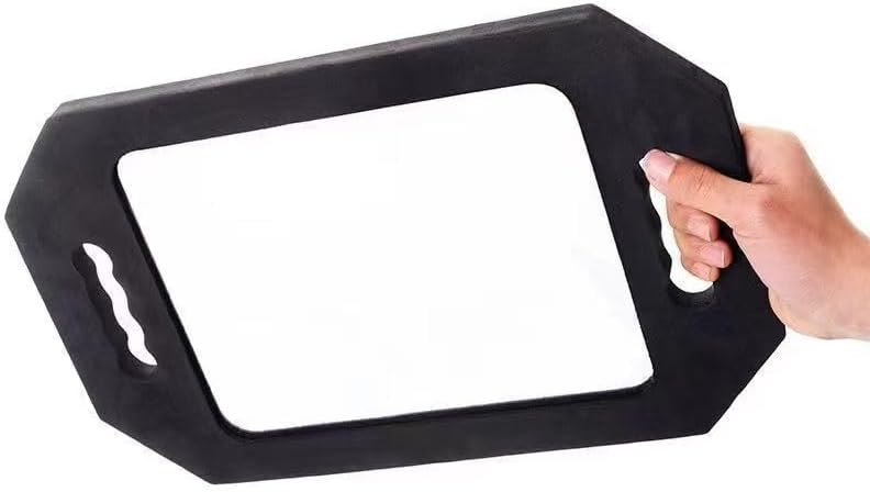 Handle Large Rectangular Hand Held Mirror - Black