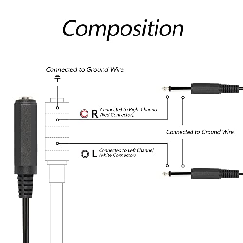 1/4 Splitter Y Cable, 6.35mm TRS Hembra a 2 X TS Macho 20 cm miniatura 3