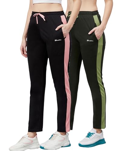 Image of BLINKIN Women's Relaxed Fit Mid Rise Cotton Pajamas Combo, Pack of 2-The Ultimate Track Pants : Ideal Lower for Night Wear & Comfort Wear