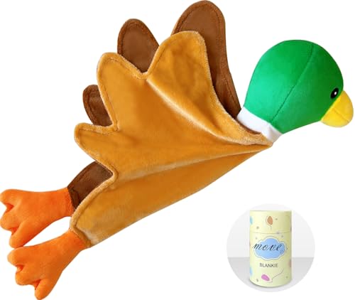 Image of MOVEPAI Baby Security Blanket, Soft Baby Lovey Toy Blanket for Boys and Girls, Snuggle Toy Lovie Newborn Gift, Unisex Nursery Bed Blankets Green Duck16 Inch