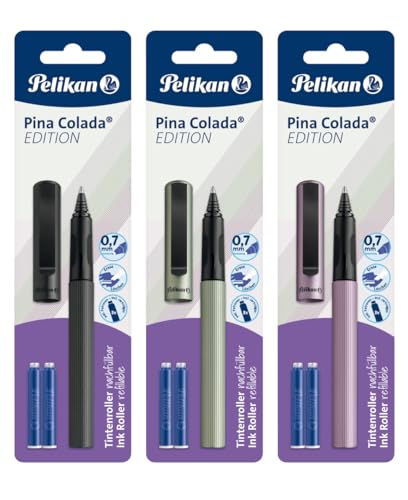 Pelikan Tintenroller Pina Colada Edition inkl. 3 Standard-Tintenpatronen, nachfĂĽllbar, 3 Farben sortiert, 1 StĂĽck