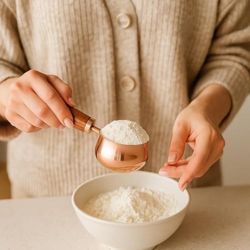 Image of Crega All-in-One Baking & Kitchen Tools, Durable Stainless Steel Utensils, Measuring Cups, Wooden, Gold Cutlery, Cooking Ladles, Protein Scoop Accessory & Mini Kitchen Cooking & Baking
