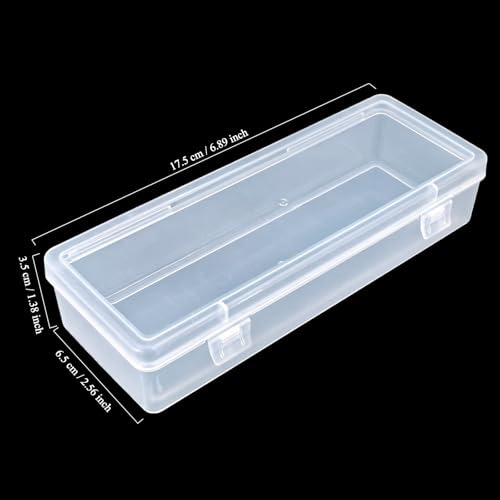 Image of 8 Pack Rectangular Clear Plastic Storage Containers | Hinged Lid, For Beads and Small Craft Items, 6.89 x 2.56 x 1.38 inch