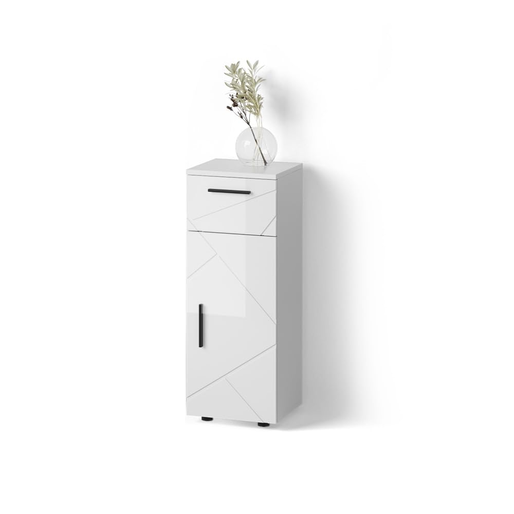 Livinity Armario de baño Mediano Ronco, Blanco Alto Brillo, 30 x 81 cm