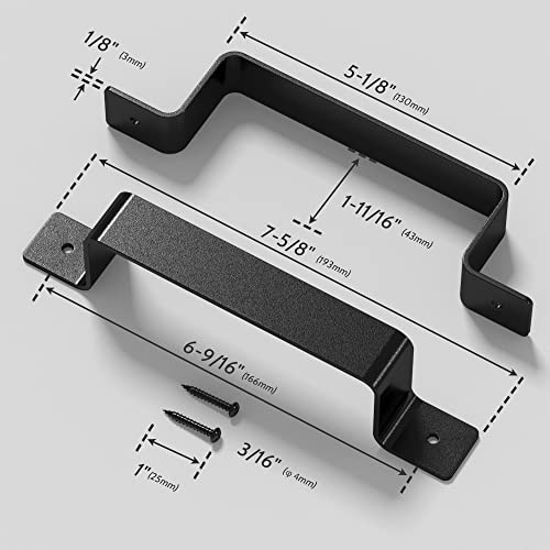 Sankeytew Barn Door Pull Handle Black Steel Hardware For Sliding Door Gate Cabinet Closet Drawer Garage Shed, Rustic Style (2 Pcs) #TOP3