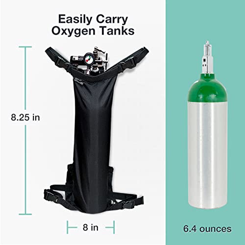 Adirmed Single Oxygen Tank Holder For Wheelchair - Oxygen Storage Bag With Mesh Storage Pocket Fits Portable Cylinder Oxygen Tank D & E For Medical Use, Home, Hospital #TOP3