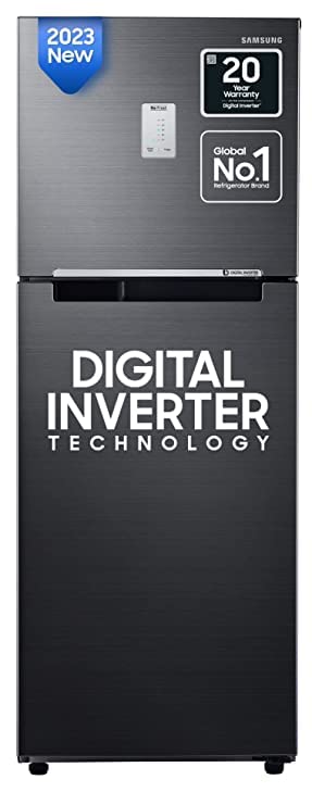 Samsung 236 L 2 Star Digital Inverter Frost Free Double Door Refrigerator (RT28C3452BX/HL, Luxe Black)