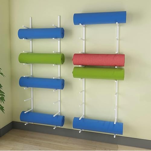 Support mural pour tapis de yoga avec étagère : présentoir en métal robuste et polyvalent