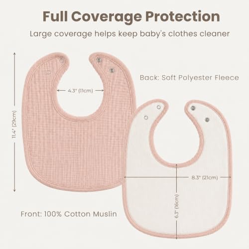 Image of Konssy 8-Pack Muslin Baby Bibs, Adjustable Fit for Drooling and Teething