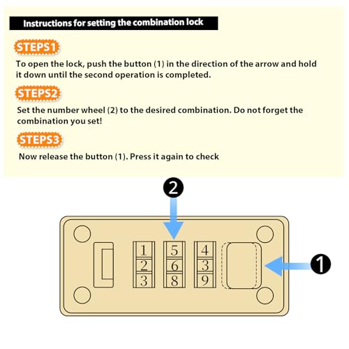 Image of Suitcase Combination Lock 2 Pcs 3 Digit Luggage Combination Lock Toolbox Hasp with Screws Need to Install (Gold)