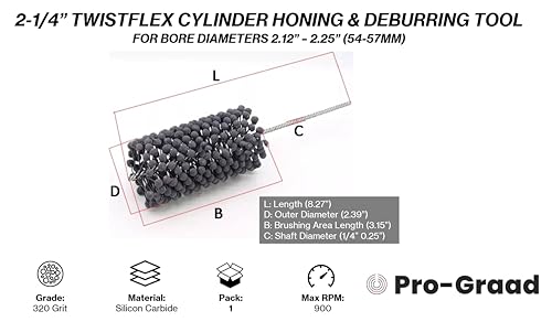Image of 2-1 /4 inch 320 Silicon Carbide TwistFlex Cylinder Hone 55-57mm, 2.12 inch - 2.25 inch | for YZ125 1976-93, KTM150 SX 2009-22, KTM150 XC 2010-15, KX125 1979-91, TE150 2017-21, DR-Z 125 2003-09, DR-Z 125L 2012-23