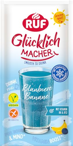 10 kg Abnehmen mit Smoothies Rezepte: So gehts! RUF Glücklichmacher Smooth to Drink Blaubeere Banane, Getränkepulver mit Blaubeere, Banane & Vitaminen B6 + B12, fruchtiger Genuss, ideal für Smoothies, Bowls & Cocktails