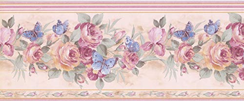 Wallpaper Border Flowers Wallpaper Border Pink Blue White Classic 15' x 7