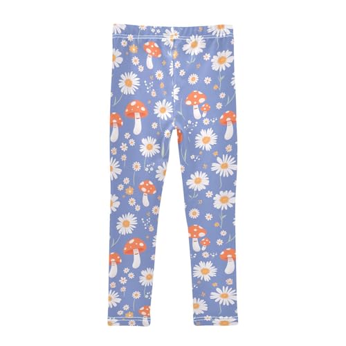 Wusikd Daisies Girls' Leggings Toddler Doodles Mushrooms Kids Yoga Pants Dance Active Tights 4T2