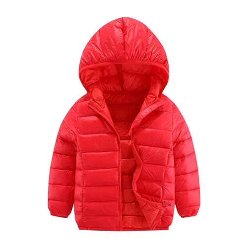 Boys Girls Hooded Puffer Jacket Light Puffer Winter Coats Full Zip Long Sleeve Down Outerwear with Pockets 3-16 Years