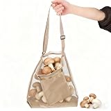 POPETPOP Mushroom Foraging Bag 15.74'x11.81' Mesh Crossbody Harvest Pouch – Breathable Foldable 3.5oz Carrier for Mushrooms, Berries, Vegetables & Fruit – Hands-Free Garden, Camping Pick