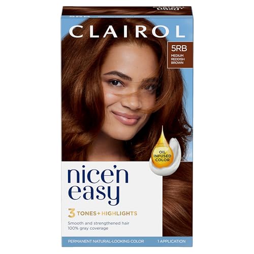 Clairol Nice'n Easy Permanent Hair Dye, 5RB Medium Reddish Brown Hair...