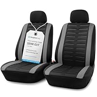 Upgrade4cars Autositzbezüge Set für die Vordersitze Version 2026 | Auto-Schonbezüge Universal in Grau für Fahrersitz & Beifahrer | Autozubehör Innenraum Deko