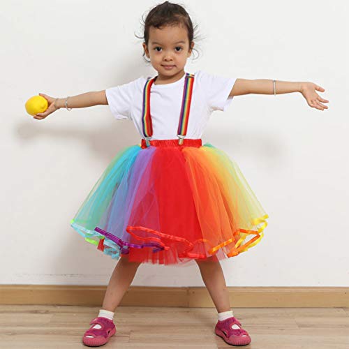 KESYOO Saia de Tutu Arco-Ãris Saia de Bolha de Balé Saia de Anágua de Tule Em Camadas