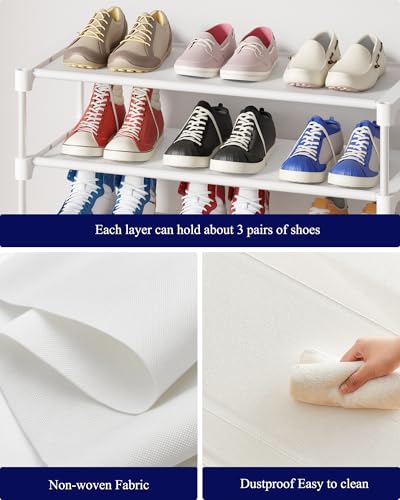 Kitsure Shoe Rack - Non-Woven Shoe Rack Shelf, Shoe Organizer for Closet, Entryway, Garage & Corridor, Stackable Shoe Shelves, 27.5" Wide - 3 Tier, White