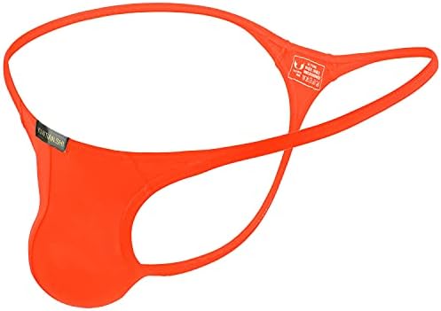 ChaoGii Men's Thong Underwear G-String Bulge Pouch Bikini T-back Underwear Low Rise Brief Orange