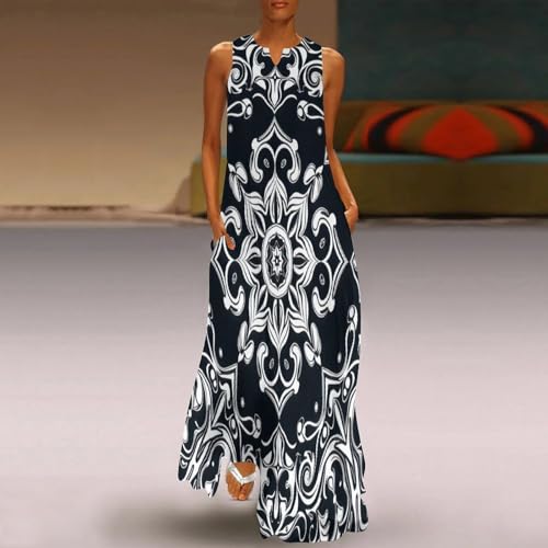 Robe imprimé magnifique fleur de mandala sans manches d'été
