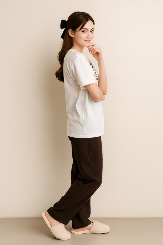 Image of My Swag Womens Cotton Nightwear Set | Dreamy Nights Printed T-Shirt with Relaxed Fit Pajama | Perfect for Sleep & Home