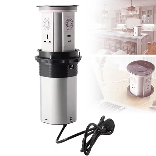 Hogar Inteligente, regleta automática con diseño retráctil, Puerto USB, Carga inalámbrica, Altavoces Bluetooth y conectividad Wi-Fi.