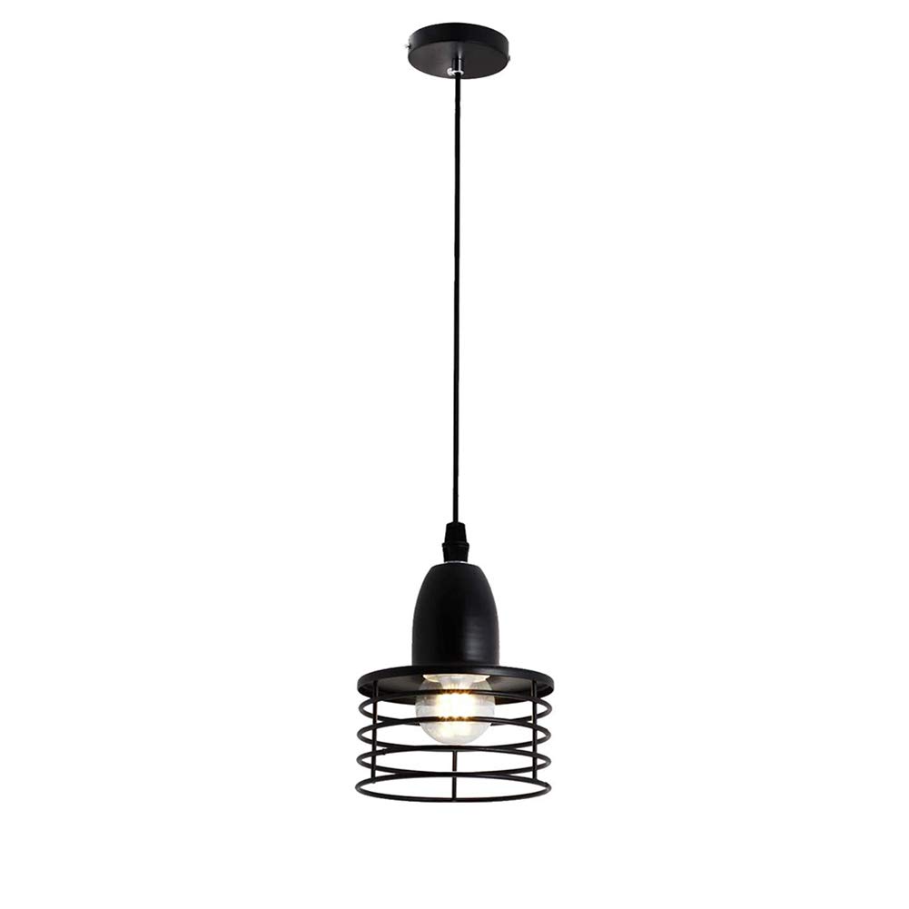 BoDa-Shop Chandelier, Black Hardwired Iron Cage Design Pendant Lamp V-intage E27 Pendant Light Retro Industrial Ceiling Lamp for Kitchen Living Dining Room Restaurant Bar,Black