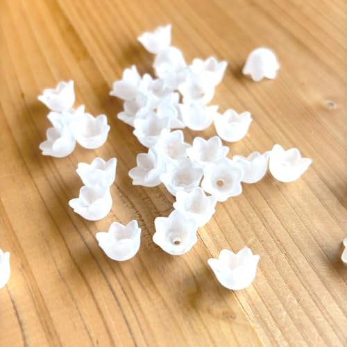 Amazon.co.jp: アクセサリー パーツ アクリル ビーズ 白い花 (スズラン