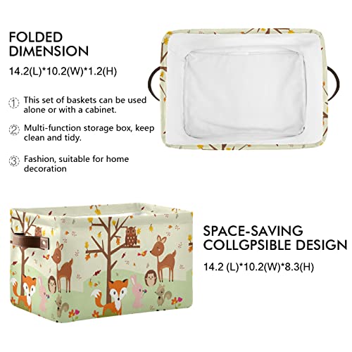 Bolaz Large Storage Basket Forest Fox with Owls Foldable Storage Box Organizer Bins with Handles for Bedroom Home Office