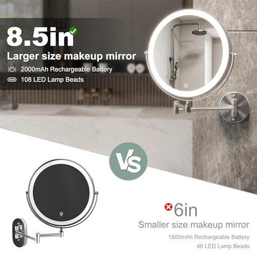 Espejo de maquillaje de pared redondo 8.5 pulgadas miniatura 2