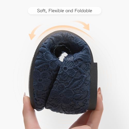 Image of Shupua Dress Shoes for Women Round Toe Flats Shoes Lace Ballet Flats Dressy Comfortable Foldable Flats Low Heel