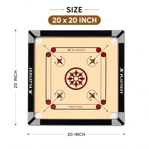 Image of Premium Wooden Carrom Board for Family Fun Indoor Game Smooth Playing Surface Durable Construction Easy Coin Glide Board Game for Kids & Adults (20 INCH)