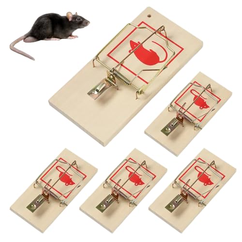AORVYUI Set de 4 trampas de madera para ratas, trampa de presión, gran fuerza de impacto, fácil de usar