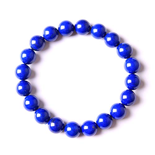 Lapis Lazuli Bracelet en perles rondes de cristal bleu naturel pour femme et homme