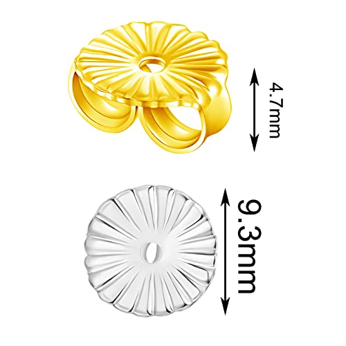 16 Pcs Flower Earring Backs For Droopy Ears, 9Mm Large Earring Stoppers For Studs Replacement Secure Earring Lifters For Heavy Earrings Jewelry #TOP3