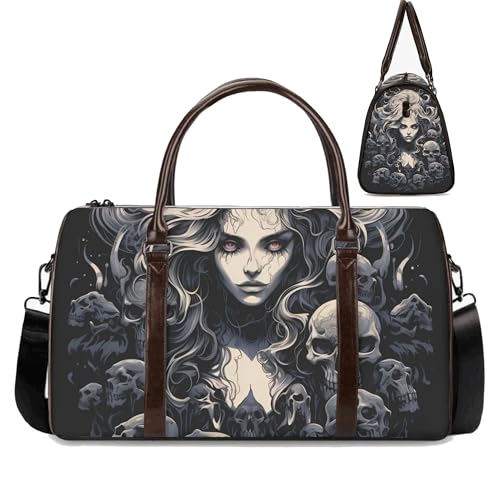 Inferno Skull Spinner Luggage – Gothic Horror Cabin Hard Shell Suitcase, Rugged TSA Approved Rolling Carry-On Bag with Dark Festival Skull Artwork (21 x 9.5 x 11.5 Inches)3