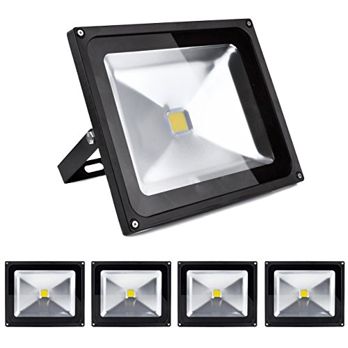 Greenmigo 5x 50W LED Fluter Strahler Gartenlampe Warmweiß Licht mit Schwarz Aluminium Gehäuse Wasserdicht IP65 85-265V Cover