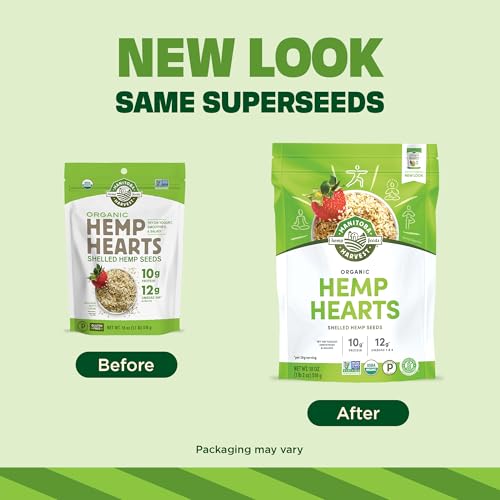 Image of Manitoba Harvest Organic Hemp Seeds, 18oz, 10g Plant Based Protein and 12g Omega 3 & 6 per Srv, smoothies, yogurt & salad, Non-GMO, Vegan, Keto, Paleo, Gluten Free