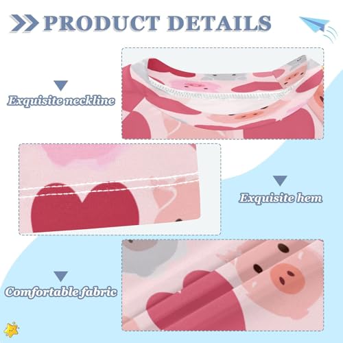 Boys Short Sleeve T-Shirts Love Cartoon Farm Pigs Rashguard Kids Swim Shirts Sun UPF 50+3
