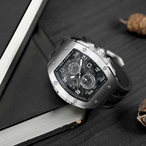 Image of Tsar Bomba Mens Watches Quartz Wristwatch for Men Waterproof 50M Analog Luxury Tonneau Chronograph Calendar Date Men's Dress Business Work Watch Gift for Men